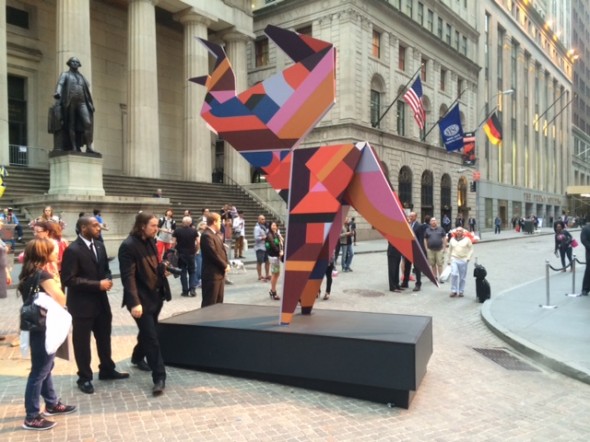 Giant origami outside the Hermes event on Wall Street, photo by Sean Rocha